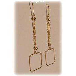 SOLID 14K GOLD DANGLE CHANDELIER DROP EARRINGS 3"