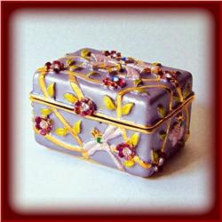 24K GOLD PINK DRAGONFLY BOX TINY CHEST SWAROVSKI 