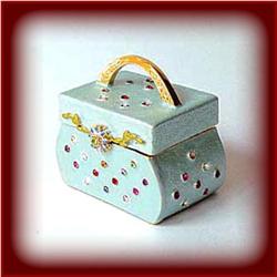 BLUE 24K GOLD SWAROVSKI CRYSTAL JEWELRY BOX PURSE