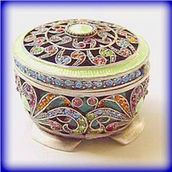 GREEN TURKISH  GOLD SWAROVSKI CRYSTAL JEWELRY BOX