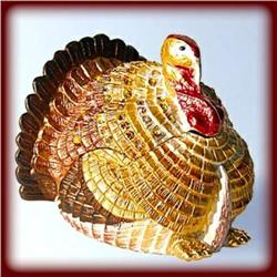 GOLD SWAROVSKI CRYSTAL JEWELRY TURKEY BOX TRINKET
