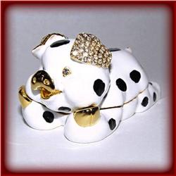 24K GOLD BLACK WHITE PIG BOX SWAROVSKI CRYSTAL JE
