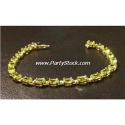 SOLID 14K GOLD GENUINE PERIDOT 7" TENNIS BRACELET