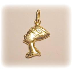 SOLID 14K GOLD NEFERTITI  PENDANT CHARM EGYPTIAN
