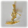Image 3 : SOLID 14K GOLD SURFING SURFER PENDANT NECKLACE
