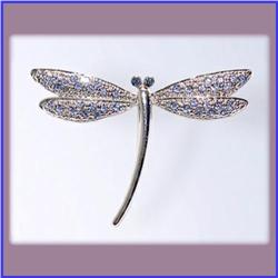 DRAGONFLY PIN BROOCH 24K GOLD SWAROVSKI CRYSTALS