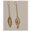 Image 2 : SOLID 14K GOLD MARQUIS DROP DANGLING EARRINGS 3"