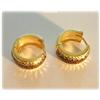 Image 2 : 14K GOLD LEOPARD PRINT HOOPS HUGGIES EARRINGS