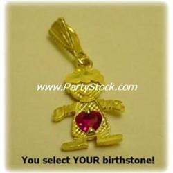 SOLID 14K GOLD CHILD PENDANT CHOICE OF BIRTHSTONE