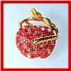 Image 1 : APPLE WORM PIN BROOCH 24K GOLD SWAROVSKI CRYSTALS