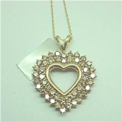 5 CTW CHAMPAGNE DIAMOND HEART PENDANT NECKLACE20"