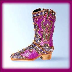24K GOLD SWAROVSKI CRYSTAL PINK COWBOY BOOT BOX  