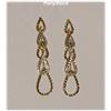 Image 2 : Solid 14K Two Tone Gold Drop Earrings Dangle 2"
