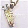 Image 1 : SOLID 14K GOLD GOLF BAG 18 INCH NECKLACE JEWELRY