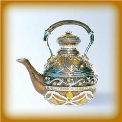 24K GOLD TEA KETTLE SWAROVSKI CRYSTAL JEWELRY BOX