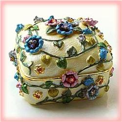 YELLOW FLOWER GOLD SWAROVSKI CRYSTALS JEWELRY BOX