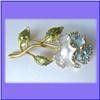 Image 1 : WHITE BLUE ROSE PIN BROOCH CRYSTAL SWAROVSKI