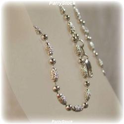 18" Solid 14K White Gold Chain Bead-n-Ball 8.5g