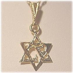 14K YELLOW GOLD STAR MOGAN DAVID CHARM PENDANT WG