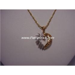 14K YELLOW GOLD DIAMOND HEART PENDANT NECKLACE18"
