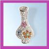 Image 1 : FLOWER VASE PIN BROOCH 24K GOLD SWAROVSKI CRYSTAL