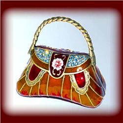 24K GOLD PURSE SWAROVSKI CRYSTAL JEWELRY BOX   D-