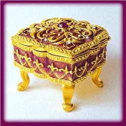 FRENCH FOOTED BOX GOLD SWAROVSKI CRYSTAL JEWELRY