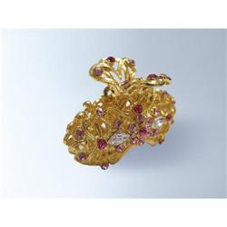 FLORAL GILT HAIR CLIP 24K GOLD CRYSTAL SWAROVSKI