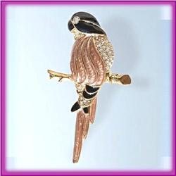 PARROT GOLD SWAROVSKI CRYSTALS PIN BROOCH