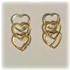 Image 1 : TRI COLOR 3 TONE SOLID 14K GOLD HEART EARRINGS THREE PIERCED