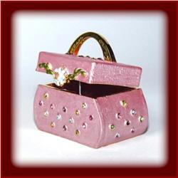 24K GOLD PINK PURSE SWAROVSKI CRYSTAL JEWELRY BOX
