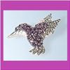 Image 1 : HUMMINGBIRD PIN BROOCH 24K GOLD SWAROVSKI CRYSTAL