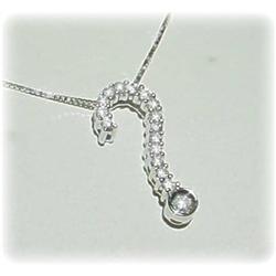 14KWG GOLD DIAMOND QUESTION MARK PENDANT NECKLACE SOLID