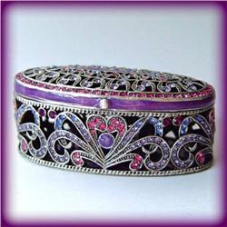 OVAL BYZANTINE GOLD SWAROVSKI CRYSTAL JEWELRY BOX