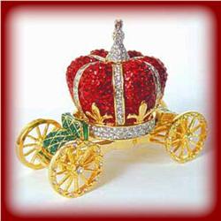 CROWN CARRIAGE GOLD SWAROVSKI CRYSTAL JEWELRY BOX