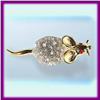 Image 1 : MOUSE PIN BROOCH 24K GOLD SWAROVSKI CRYSTAL WHITE