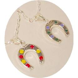 ITALIAN HORSESHOE CHARM BIG 1 PENDANT BLUE LUCKY!