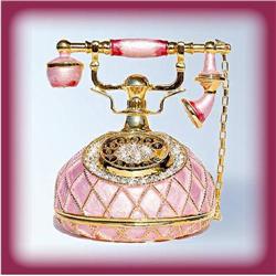 PINK TELEPHONE GOLD SWAROVSKI CRYSTAL JEWELRY BOX