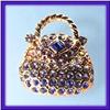 Image 1 : PURSE PIN BROOCH  GOLD SWAROVSKI CRYSTALS HANDBAG