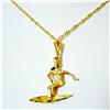 Image 2 : SOLID 14K GOLD SURFING SURFER PENDANT NECKLACE