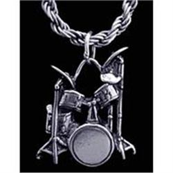 SOLID STERLING SILVER DRUMSET PENDANT NECKLACE