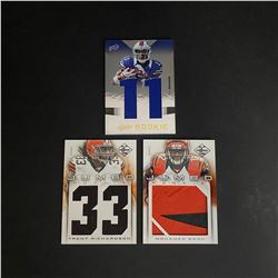 3 CARD JERSEY LOT PANINI FOOTBALL #/D/49 #/D/99 GRAHAM, SANU, RICHARDSON