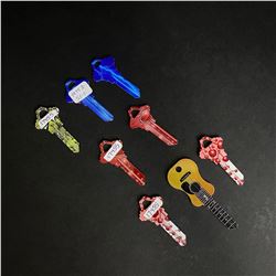 LOT OF 8 BRAND NEW UNCUT KEYS INCLUDING GUITAR
