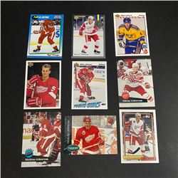 LOT OF 9 NICKLAS LIDSTROM HOCKEY CARDS INCLUDES ROOKIE