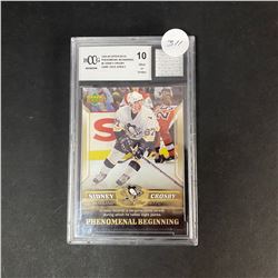 SIDNEY CROSBY GRADED CARD WITH GAME USED JERSEY PIECE GRADED 10