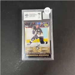 SIDNEY CROSBY GRADED CARD WITH GAME USED JERSEY PIECE GRADED 10