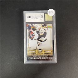 SIDNEY CROSBY GRADED CARD WITH GAME USED JERSEY PIECE GRADED 10
