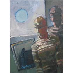 Rimas Ciurlionis (Lithuanian, 20th Century), Two Men by Window