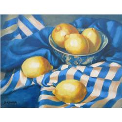 Sue Cowan AFCA (Canadian, 1952 - ), Lemons & Royal Blue