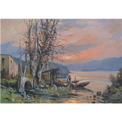 Gui Sani (Italian, 19th/20th Centuty), Sunset, Lago di Bracciano, Roma